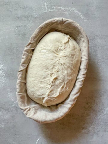 Sourdough in a banneton ready for proofing.
