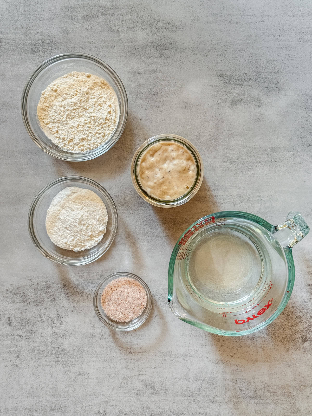 Sourdough bread ingredients.