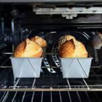 Sourdough mini loaves in the oven.