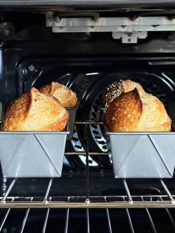 Sourdough mini loaves in the oven.
