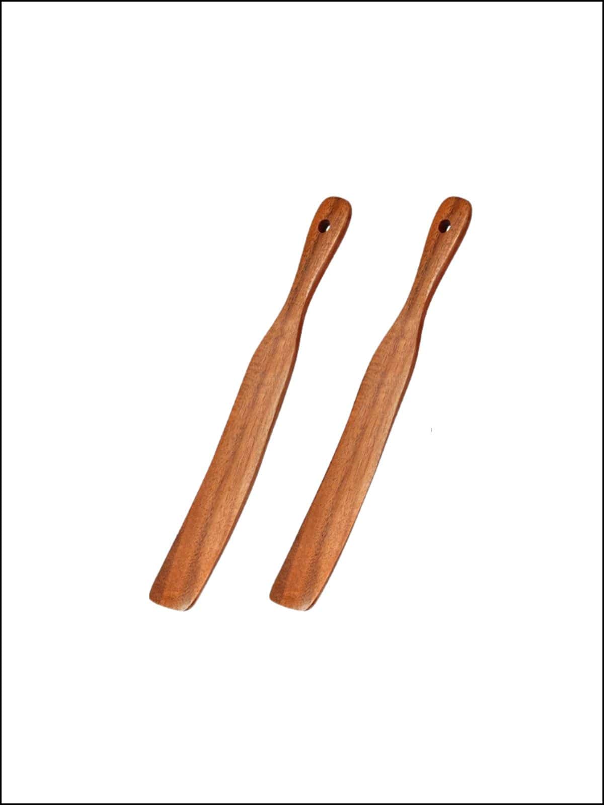 Two wooden spurtles.